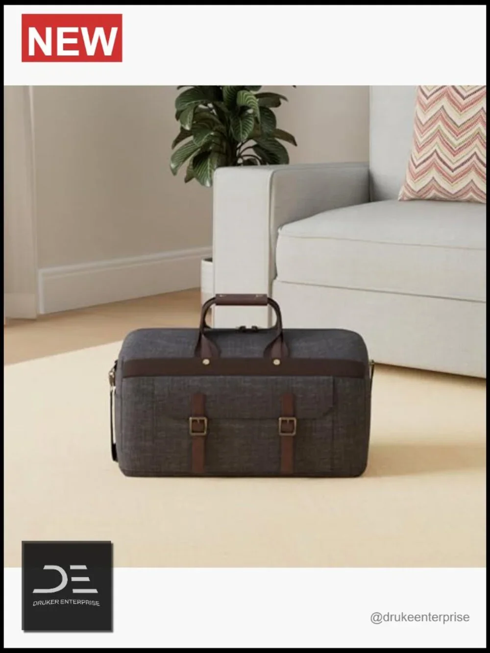 Waterproof Canvas Leather Travel Duffel Bag Carry On Weekender